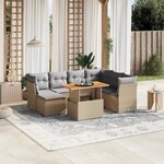 vidaXL Salon de jardin avec coussins 8 Pièces beige résine tressée