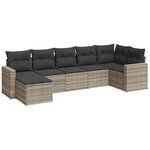 vidaXL Salon de jardin avec coussins 7 Pièces gris clair résine tressée