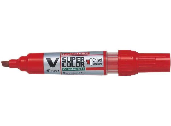 Marqueur Permanent Rechargeable V SUPER COLOR Begreen Pte Biseautée Moyenne Rouge PILOT
