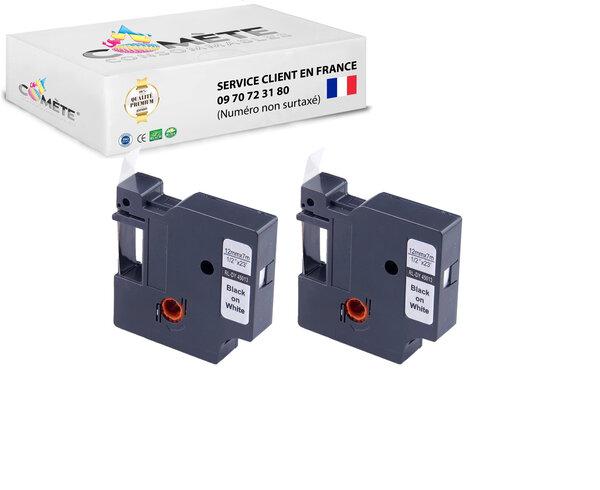 2 rubans compatibles pour étiqueteuses dymo d1 45013 s0720530 - 12mm x 7m noir sur blanc