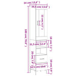 vidaXL Buffet haut Noir 34 5x34x180 cm Bois d'ingénierie