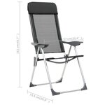 vidaXL Chaise pliante de camping lot de 2 Noir Aluminium