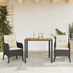 vidaXL Ensemble à manger de jardin avec coussins 3 Pièces Noir