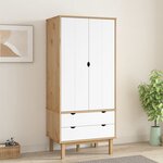 vidaXL Garde-robe OTTA Marron et blanc 76 5x53x172 cm Bois massif pin