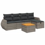 vidaXL Salon de jardin 6 Pièces avec coussins gris résine tressée