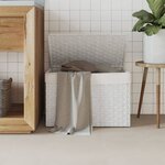 vidaXL Panier à linge avec couvercle blanc 55 5x35x34cm résine tressée