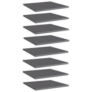 vidaXL Panneaux de bibliothèque 8 Pièces gris brillant bois d’ingénierie