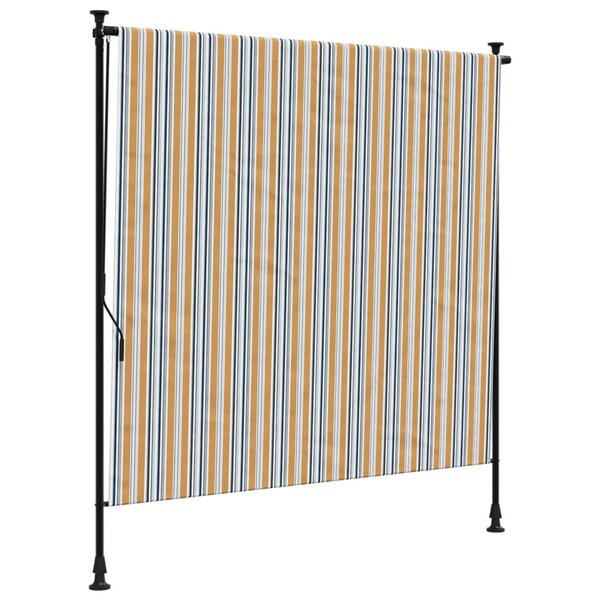 vidaXL Store roulant d'extérieur jaune et blanc 150x270 cm tissu acier