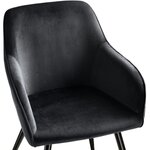 Lot de 2 chaises pieds noir siège de salon cuisine salle à manger design élégant velours noir 08_0000572
