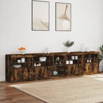 vidaXL Buffet avec lumières LED chêne fumé 283x37x67 cm