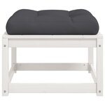 vidaXL Repose-pied de jardin avec coussins blanc bois de pin massif