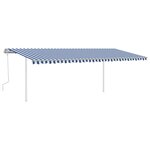 vidaXL Auvent manuel rétractable avec poteaux 6x3 5 m Bleu et blanc