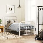 vidaXL Cadre de lit métal sans matelas avec pied de lit blanc 90x190cm
