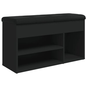vidaXL Banc à chaussures noir 82x32x45 5 cm bois d'ingénierie