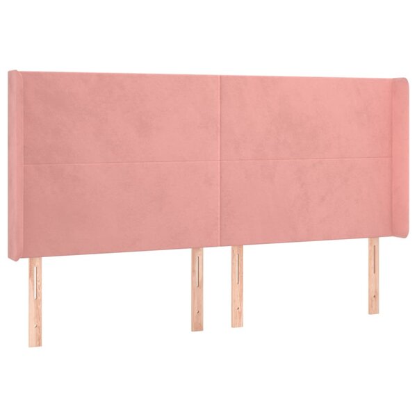 vidaXL Tête de lit avec oreilles Rose 163x16x118/128 cm Velours