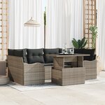 Ensemble de Canapé de Jardin 7 pièces vidaXL avec Coussins Gris Rattan Poly