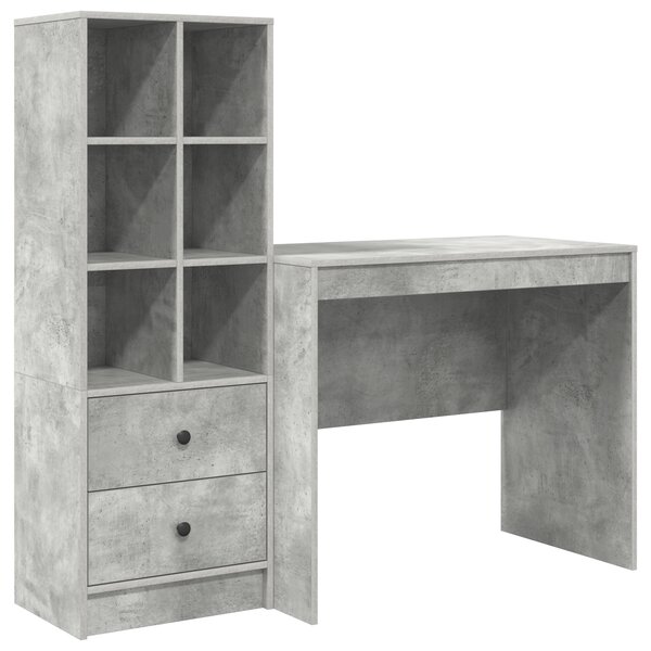 vidaXL Bureau avec rangement en bois d'ingénierie gris béton