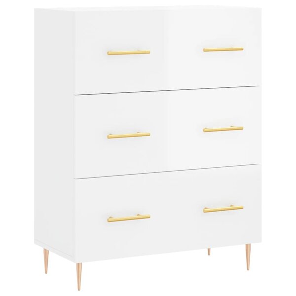 vidaXL Buffet Blanc brillant 69 5x34x90 cm Bois d'ingénierie