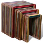 vidaXL Table gigogne 3 Pièces Teck recyclé coloré