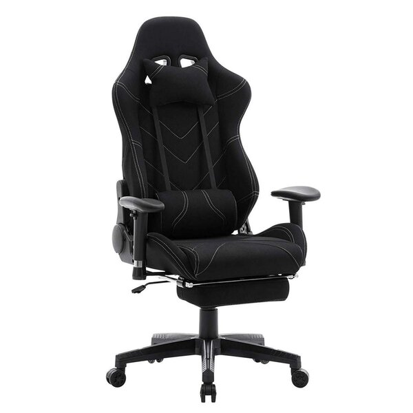 Fauteuil de bureau sport chaise de jeu bureau housse en tissu noir 19_0000371