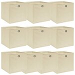 vidaXL Boîtes de rangement 10 Pièces Crème 32x32x32 cm Tissu