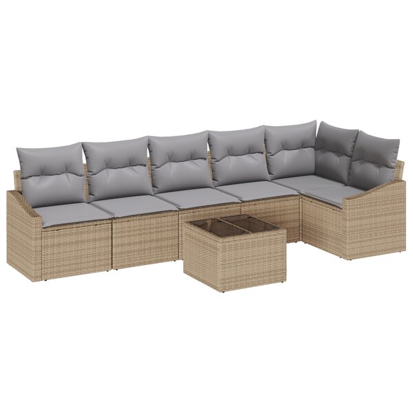 vidaXL Ensemble de canapés de jardin de 7 pièces avec coussins Rotin Poly Noir