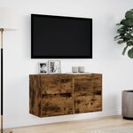 vidaXL Meubles TV muraux et lumières LED 2 Pièces chêne fumé 41x31x45 cm