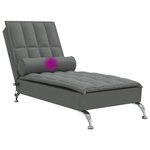 vidaXL Chaise longue de massage avec traversin gris foncé tissu