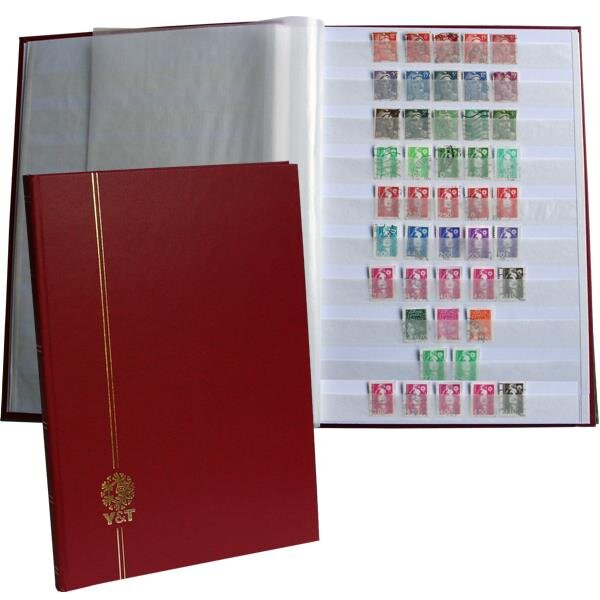 PERFECTA : Classeur fixe pour timbres (Grand modèle-Pages Blanches-32p. Grenat)
