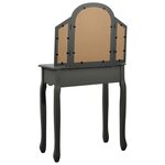 vidaXL Coiffeuse et tabouret Gris 65x36x128 cm Bois de paulownia MDF