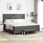 vidaXL Lit à ressort avec matelas et banc Gris foncé 200x200 cm Tissu