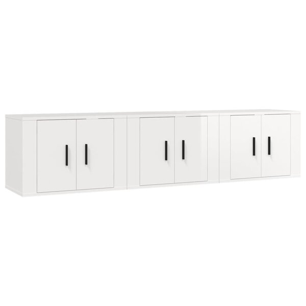 vidaXL Meubles TV muraux 3 Pièces blanc brillant 57x34 5x40 cm