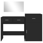 vidaXL Ensemble de coiffeuse 3 Pièces noir bois d'ingénierie
