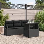 Ensemble de Canapés de Jardin 5 Pièces vidaXL avec Coussins Noir Poly Rattan
