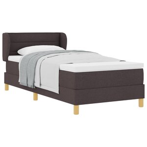 vidaXL Lit à ressorts avec Matelas - Marron Foncé  80x200 cm  Tissu