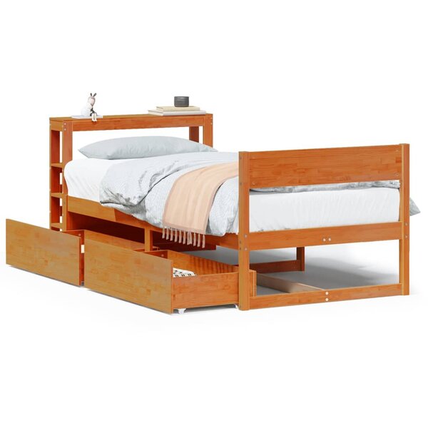 vidaXL Cadre de lit sans matelas cire marron 90x200 cm bois pin massif
