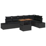 vidaXL Ensemble de Canapés de Jardin 7 pièces avec Coussins Noir Rattan Poly