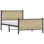 vidaXL Cadre de lit en métal sans matelas chêne sonoma 107x203 cm