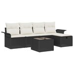 vidaXL Ensemble de canapé de jardin 6 pièces avec coussins noirs en poly rotin