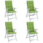 vidaXL Coussins de chaise à dossier haut lot de 4 vert mélangé tissu