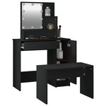 vidaXL Ensemble de coiffeuse avec LED Noir Bois d'ingénierie