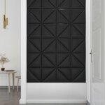 vidaXL Panneaux muraux 12 Pièces Noir 30x30 cm Similicuir 0 54 m²