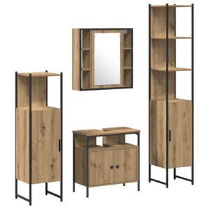 vidaXL Ensemble de meubles de salle de bain 4 pièces en chêne artisan en bois d'ingénierie