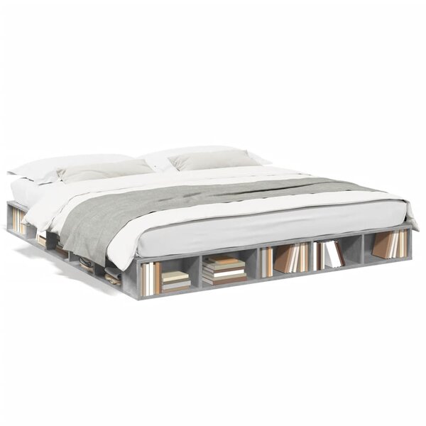 vidaXL Cadre de lit sans matelas gris béton 200x200 cm