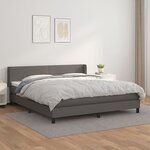 vidaXL Sommier à lattes de lit avec matelas Gris 180x200 cm Similicuir