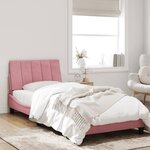 vidaXL Cadre de lit avec lumières LED rose 90x200 cm velours