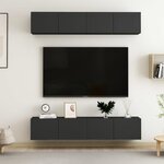 vidaXL Meubles TV 4 Pièces Noir 80x30x30 cm Bois d'ingénierie