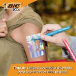 Pack de tatouages temporaires Bic Kids (3 tampons + 3 marqueurs + 10 pochoirs) - Encre testée dermatologiquement et sans parfum - Couleurs assorties