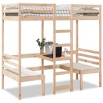 vidaXL Lit mezzanine avec bureau et chaises 80x200 cm pin massif