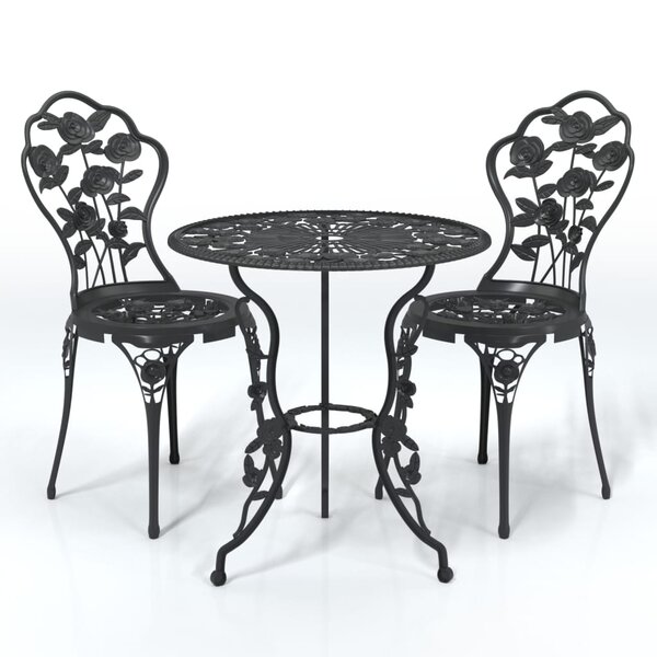 Ensemble de bistro jardin meuble extérieur terrasse 3 pièces aluminium coulé noir 02_0013513